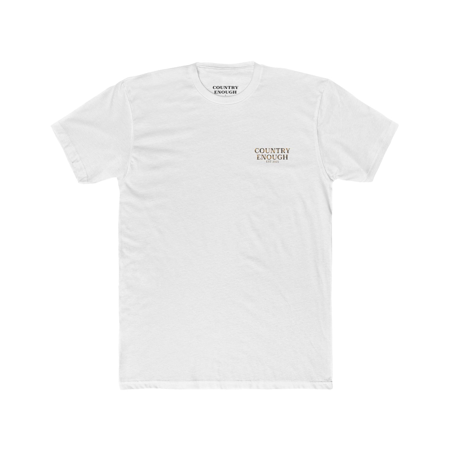 White t-shirt with graphic of a skull with cowboy hat and bandana surround by aztec print #white