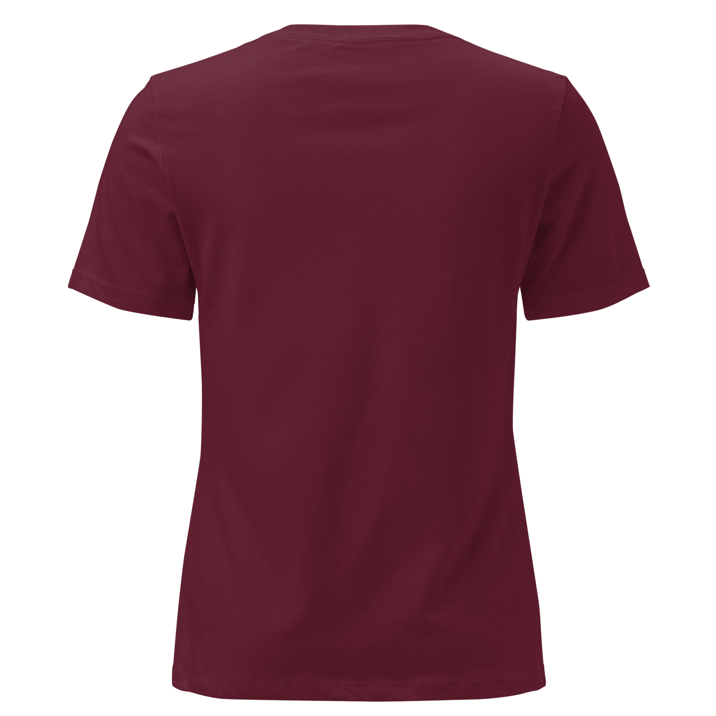 Women's t-shirt with mountains, bull skull, and Aztec pattern graphic #maroon