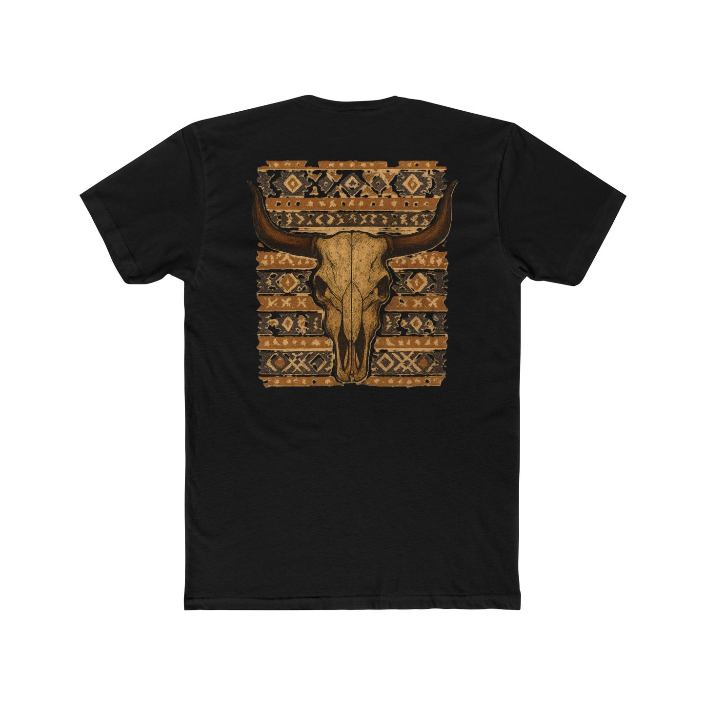 Black t-shirt with bull skull and aztec pattern graphic #black