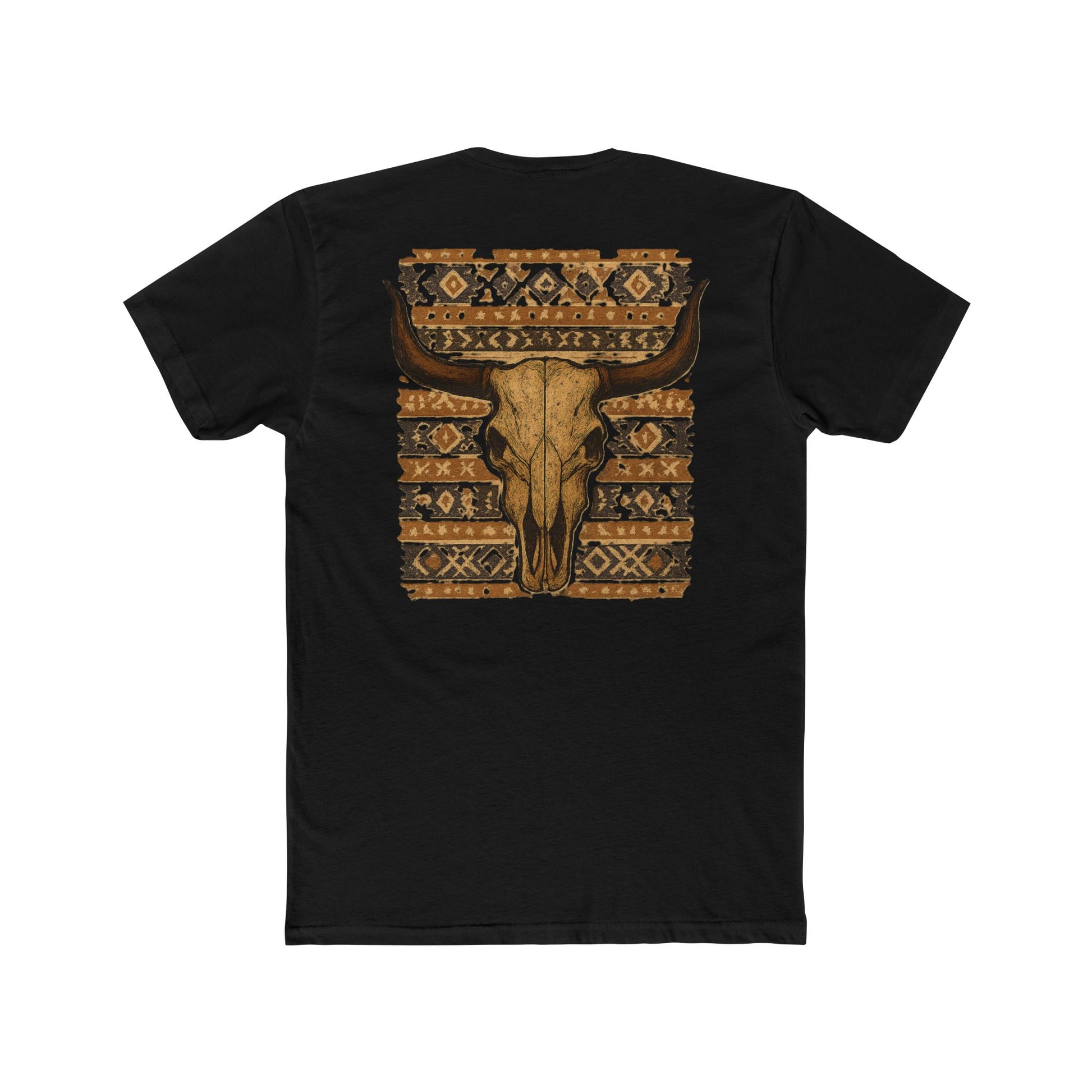 Black t-shirt with bull skull and aztec pattern graphic #black