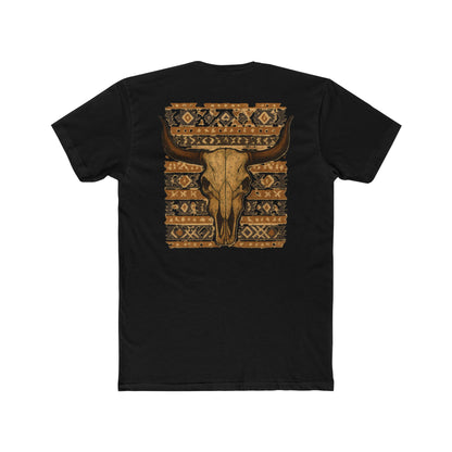 Black t-shirt with bull skull and aztec pattern graphic #black