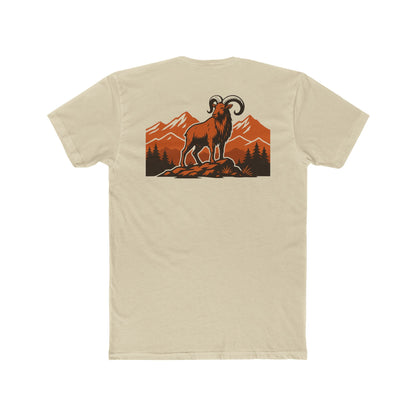 Cream t-shirt with graphic of an aoudad in the mountains #cream