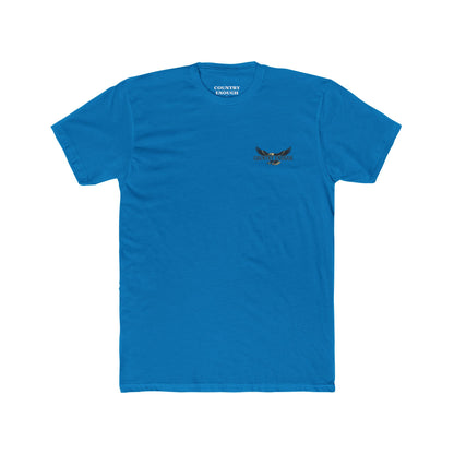 Turquoise t-shirt featuring graphic of an eagle, mountains, and the words American Frontier Est 1776 #turquoise