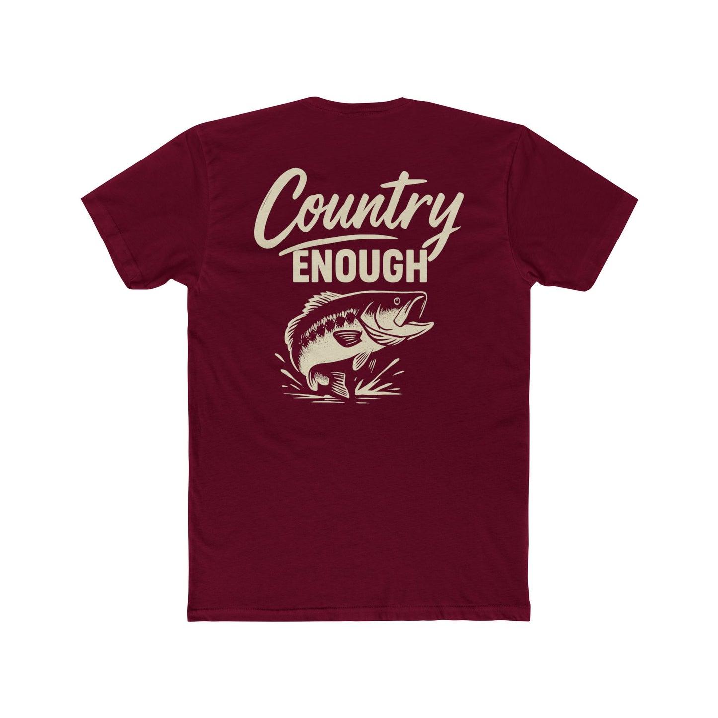 Cardinal Red t-shirt with graphic of a leaping bass and the words country enough #cardinalred