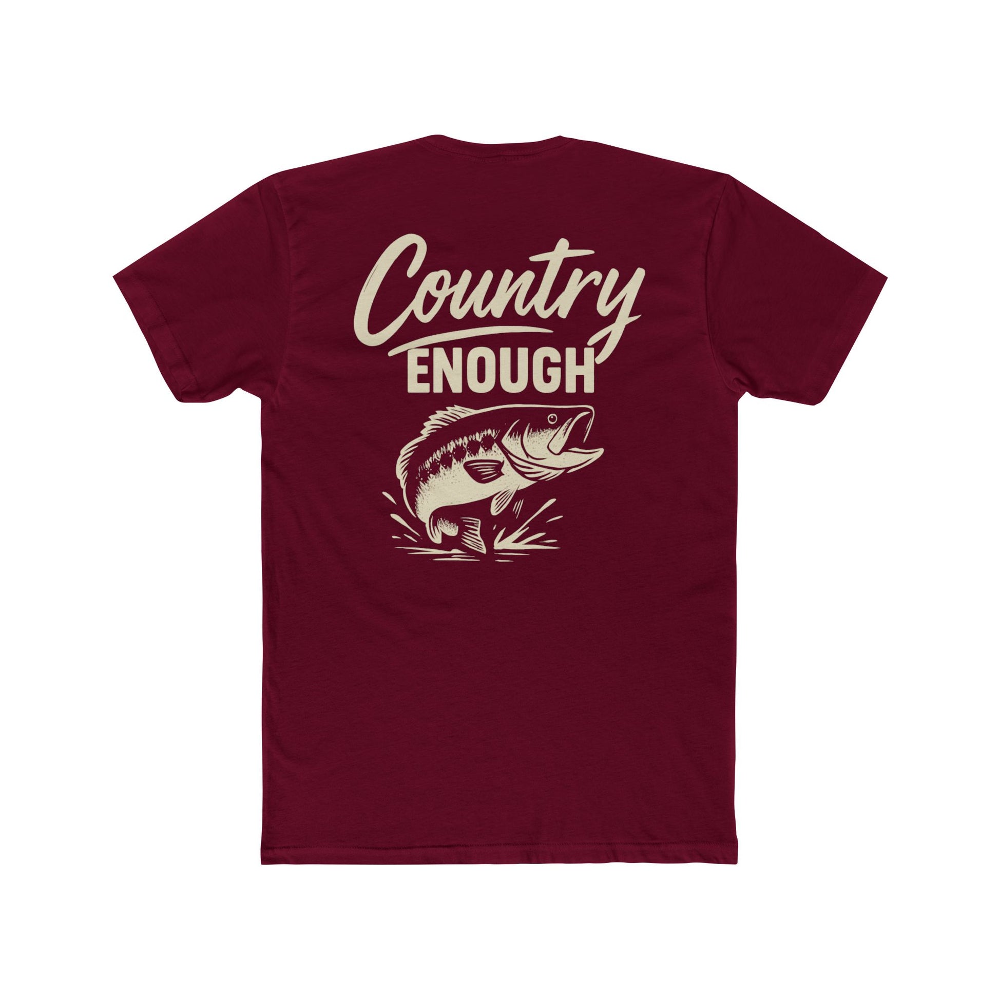 Cardinal Red t-shirt with graphic of a leaping bass and the words country enough #cardinalred