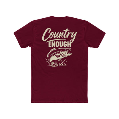 Cardinal Red t-shirt with graphic of a leaping bass and the words country enough #cardinalred