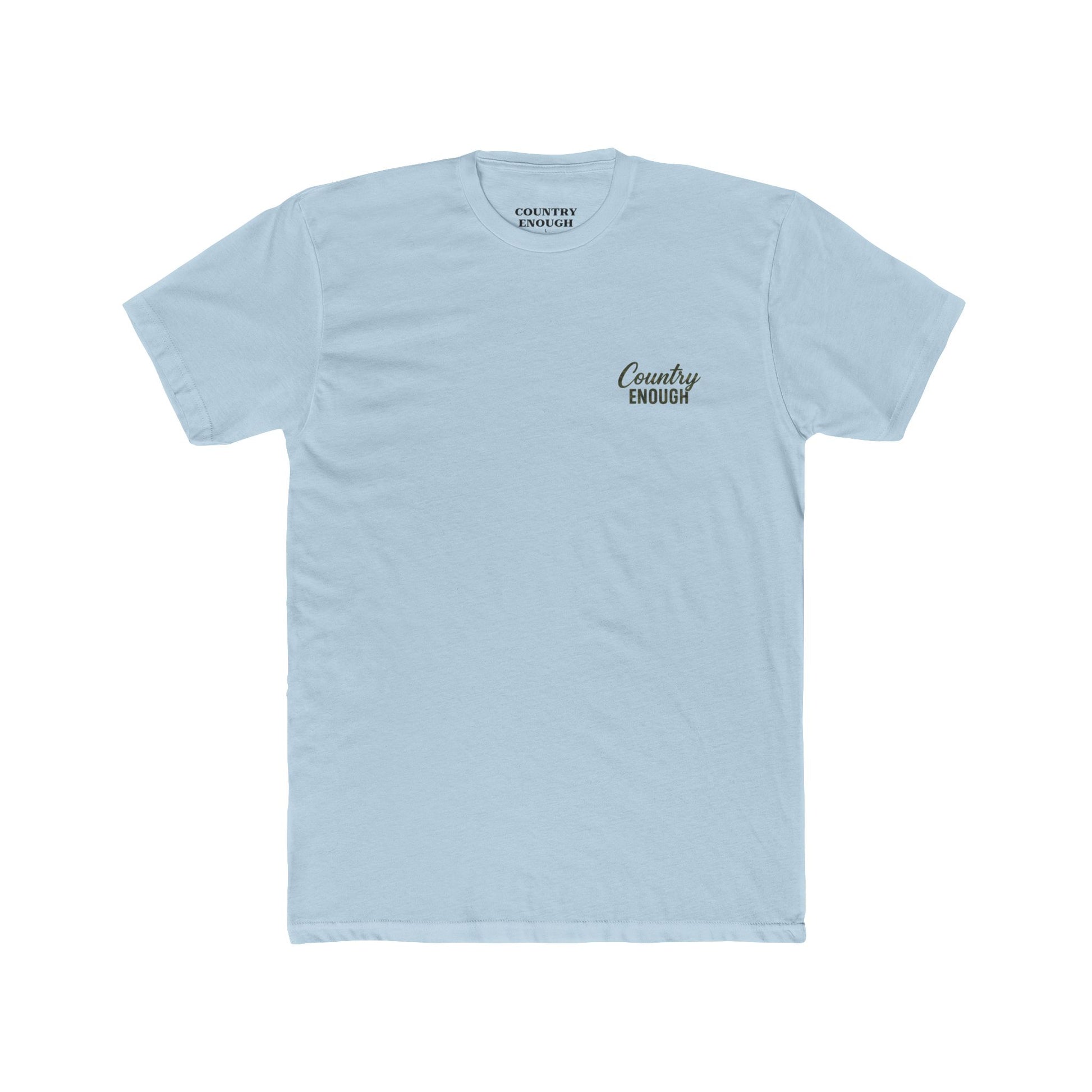 Light Blue t-shirt with graphic of a bass and the words country enough #lightblue