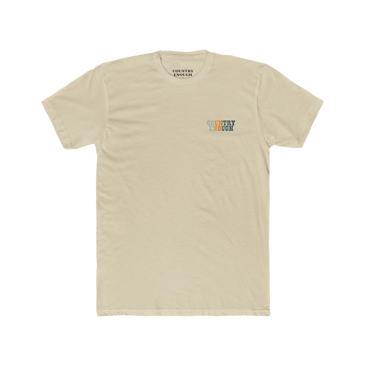 Cream t-shirt with graphic of cowboy riding through a desert landscape at different times of the day #cream