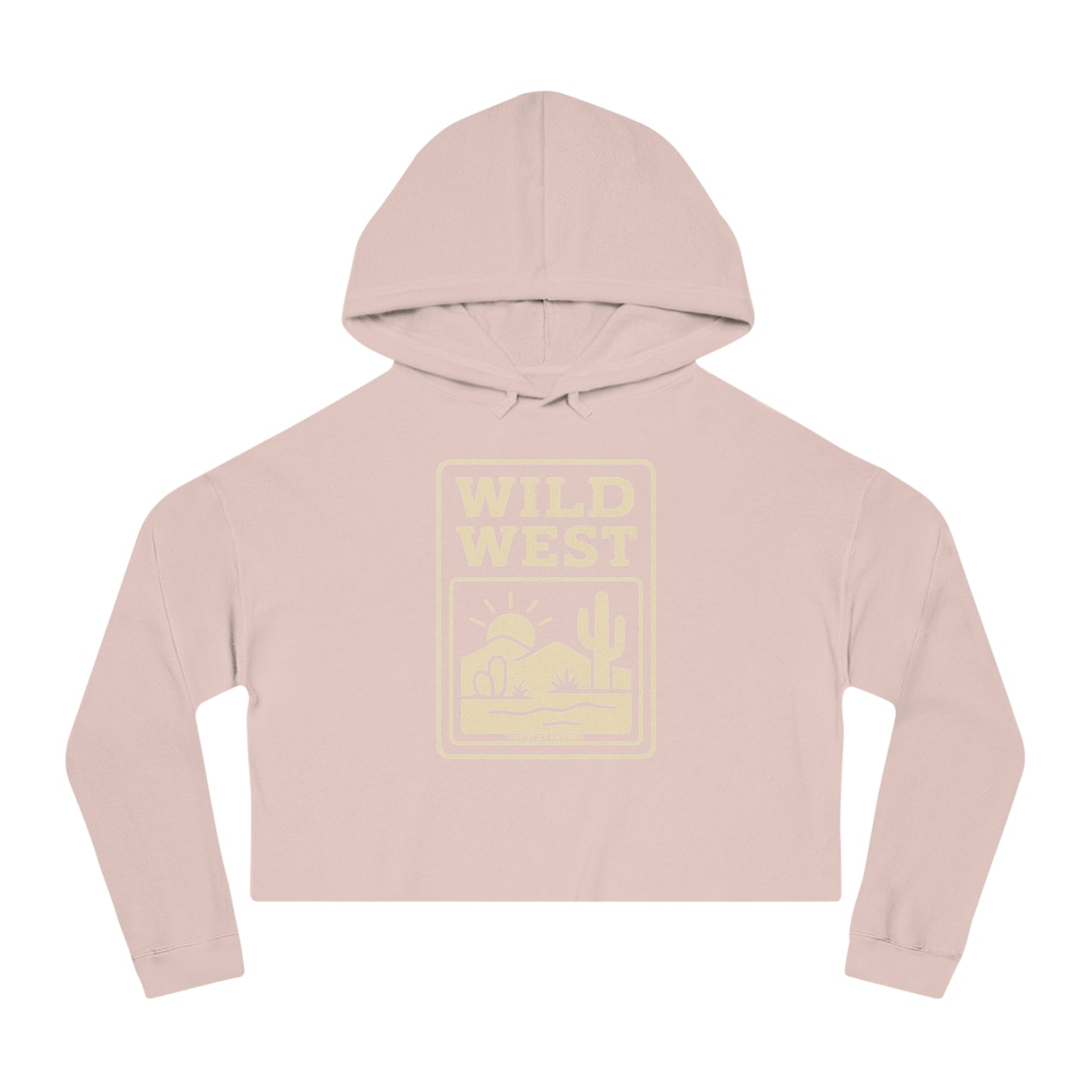 Pale Pink hoodie with sunset, desert landscape, and wild west text graphic #palepink