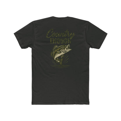 Vintage Black t-shirt with graphic of a bass and the words country enough #vintageblack