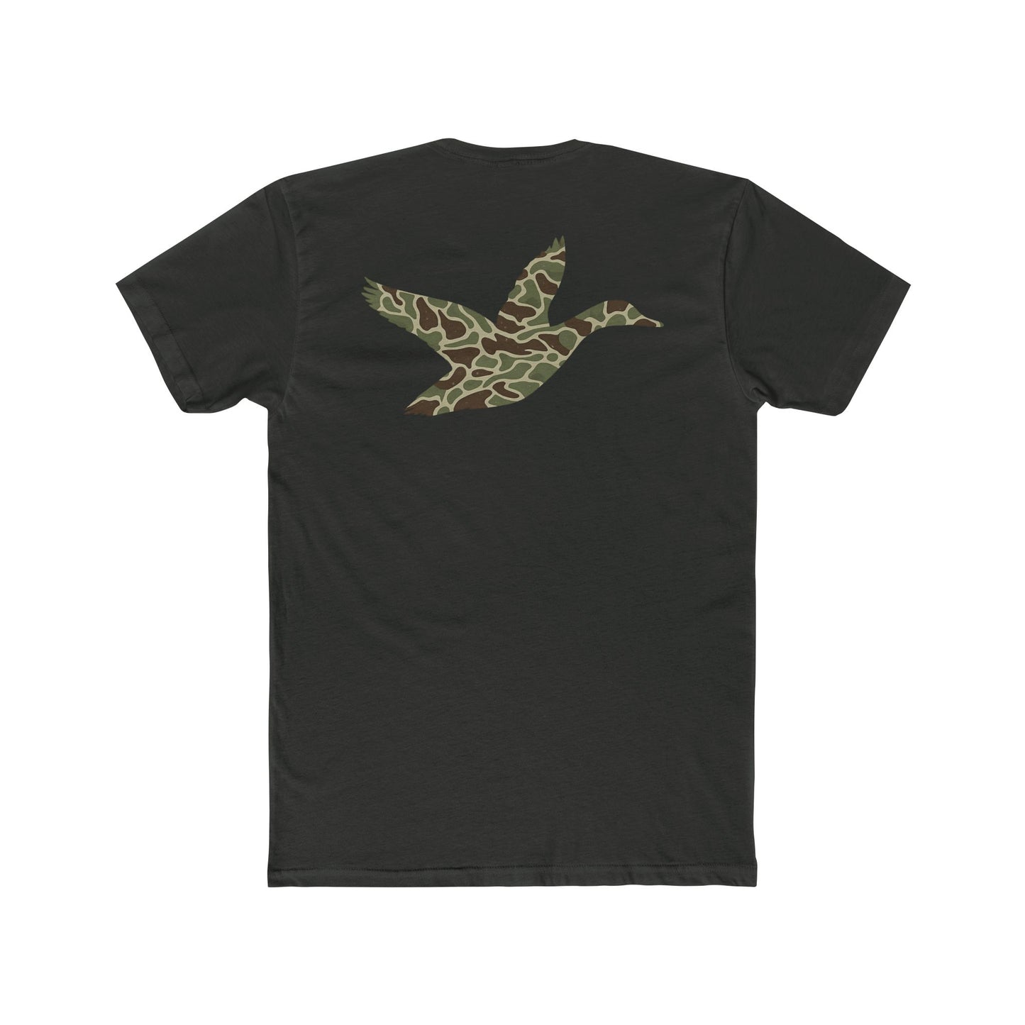 Vintage black t-shirt with a camouflage duck design on the back #vintageblack