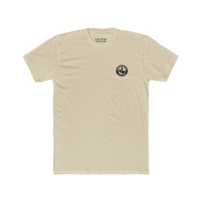 Cream t-shirt with circular graphic of a bucking bull with rider and the phrase honky tonkin' kind night #cream