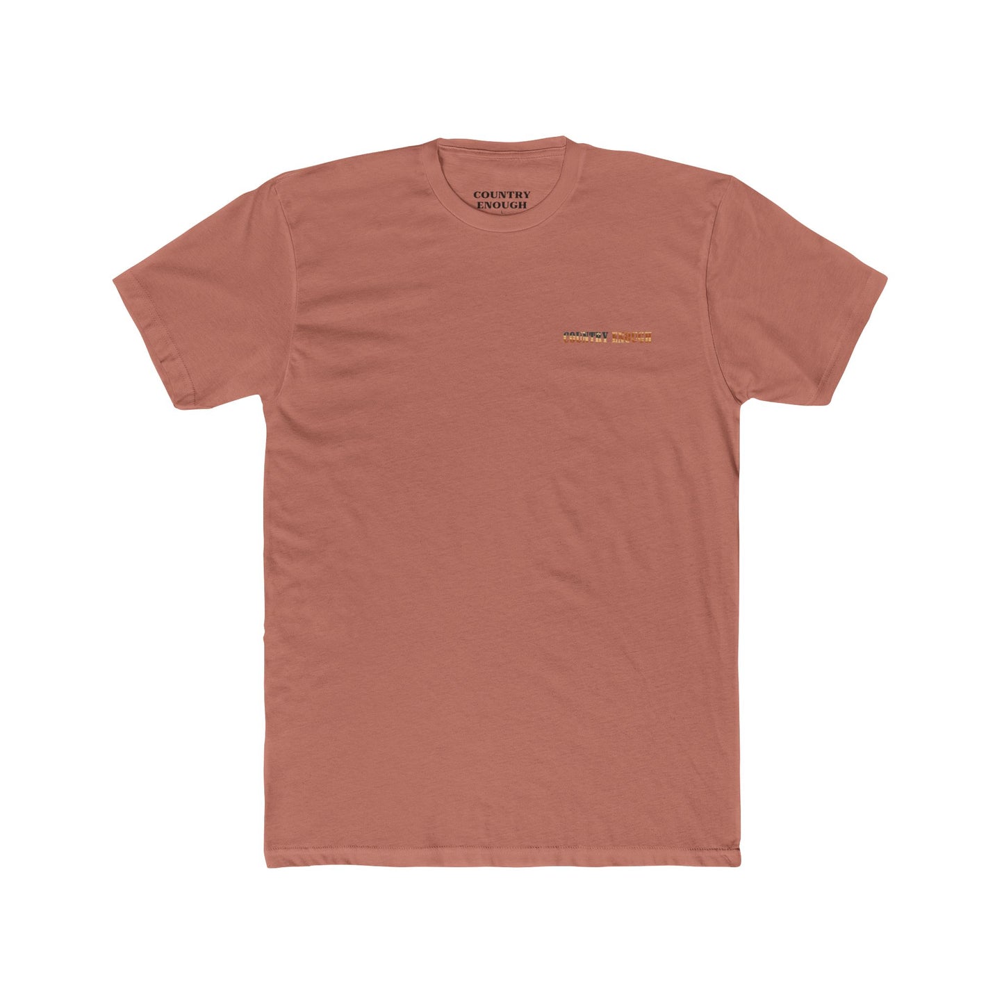 Desert Pink t-shirt with graphic of western horse and rider holding the American flag in the desert with cacti at sunset #desertpink