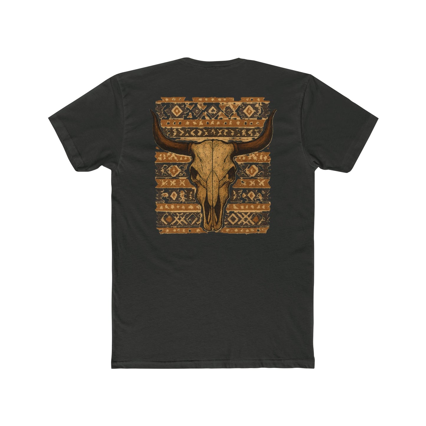 Vintage Black t-shirt with bull skull and aztec pattern graphic #vintageblack
