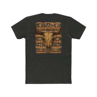 Vintage Black t-shirt with bull skull and aztec pattern graphic #vintageblack