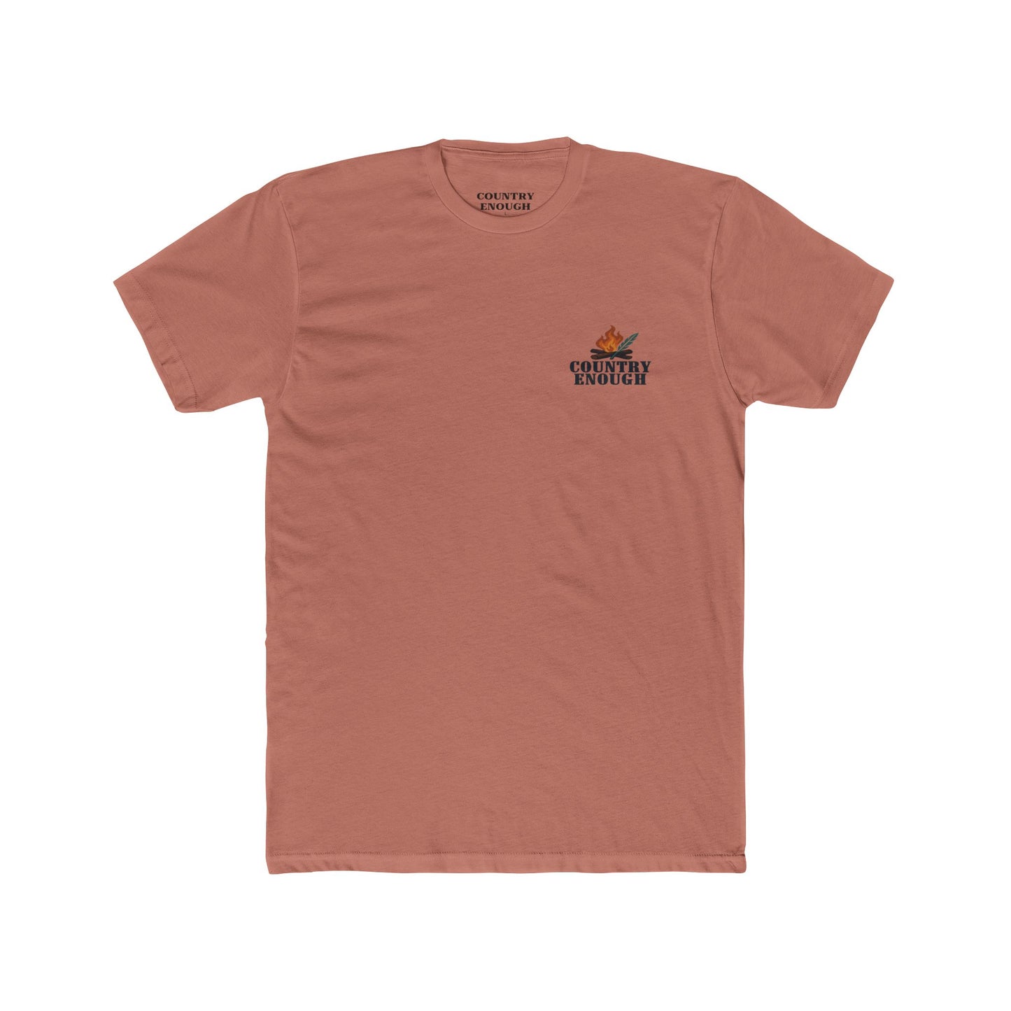 Desert Pink t-shirt with graphic of clouds, lightning, bird, a campfire, cacti in a desert landscape #desertpink