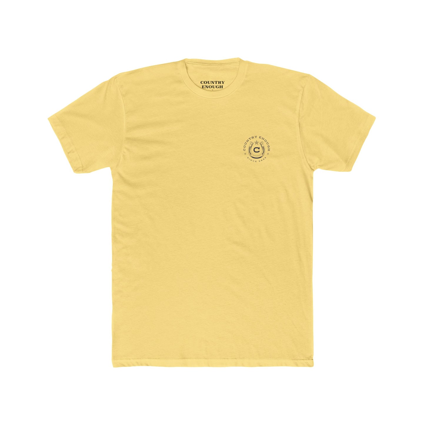 Yellow t-shirt featuring horse rider, western landscape, and sun #yellow