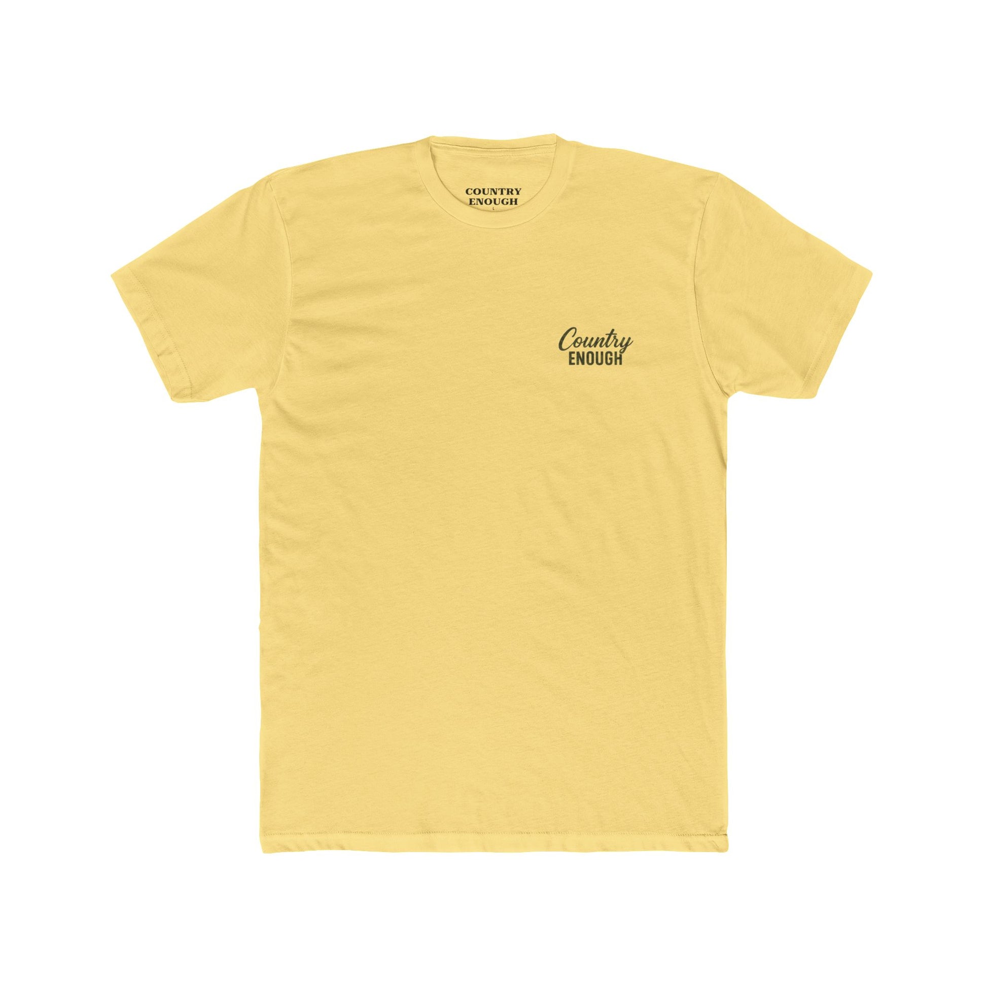 Yellow t-shirt with graphic of a bass and the words country enough #yellow