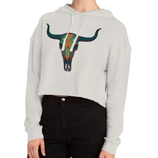 Bone hoodie with a colorful bull skull design #Bone