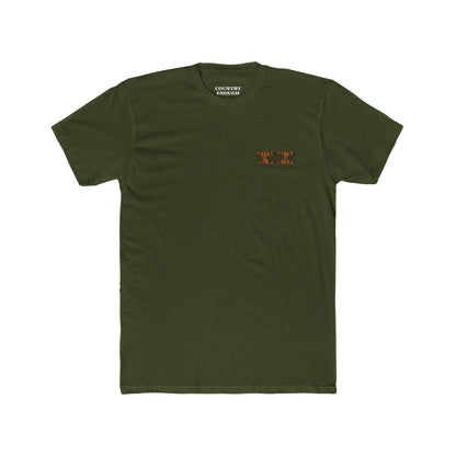 Military Green t-shirt with graphic of an aoudad in the mountains #militarygreen