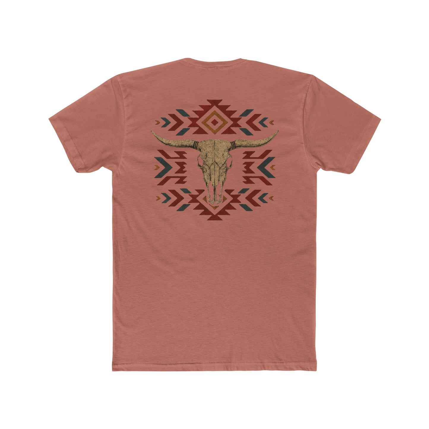 Desert Pink t-shirt with bull skull and aztec print graphic #desertpink