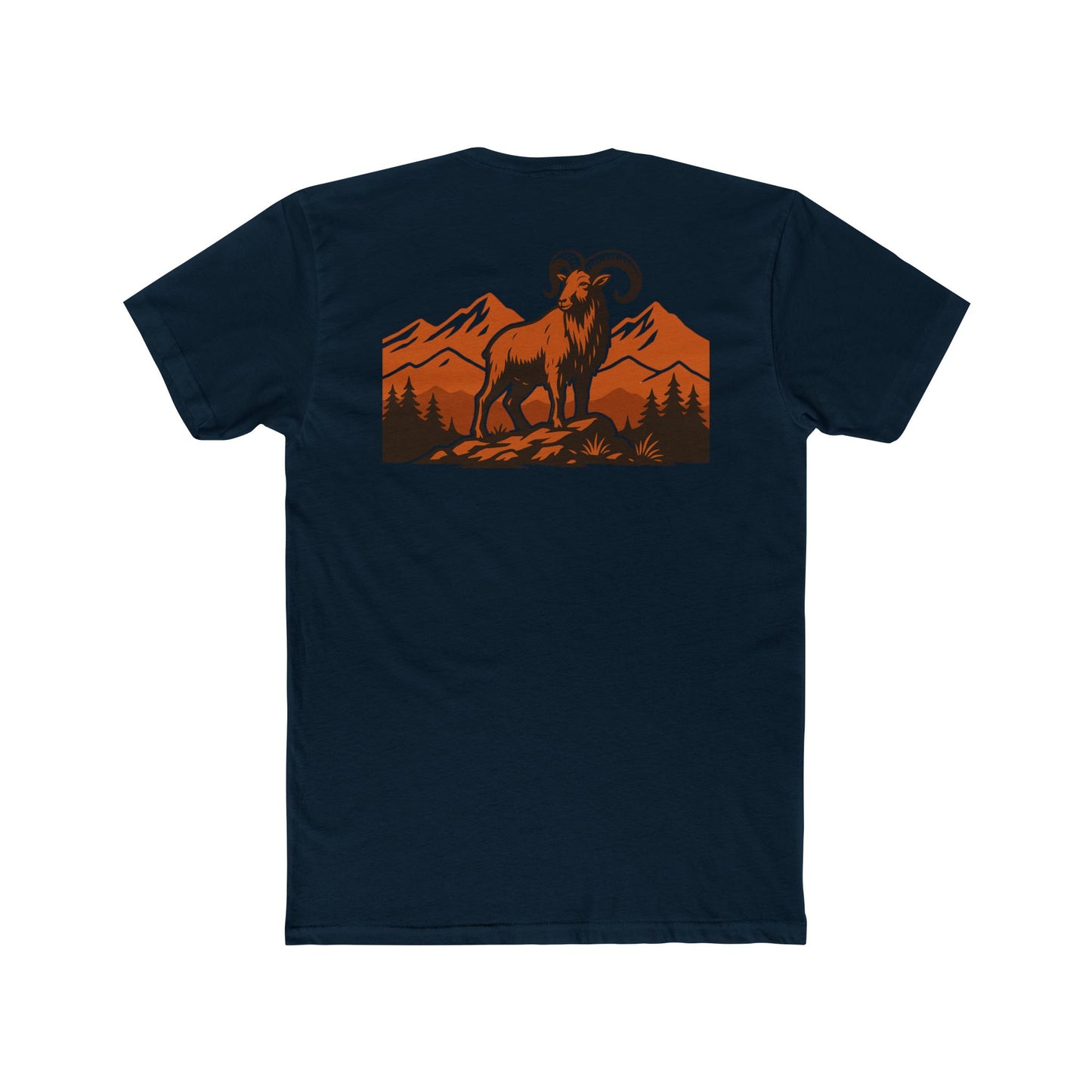 Midnight Navy t-shirt with graphic of an aoudad in the mountains #midnightnavy