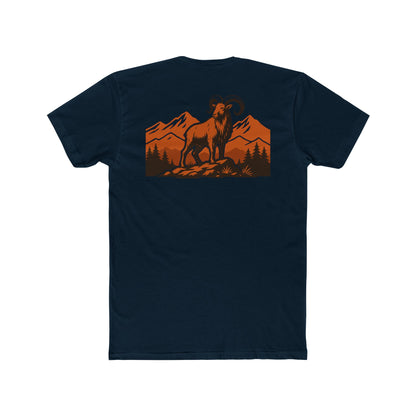 Midnight Navy t-shirt with graphic of an aoudad in the mountains #midnightnavy