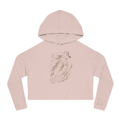 Pale Pink crop hoodie with a cowgirl with a red heart graphic #palepink