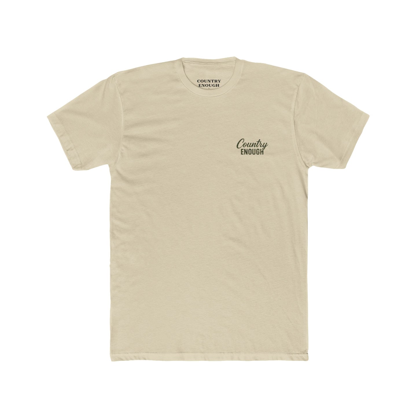 Cream t-shirt with graphic of a bass and the words country enough #cream