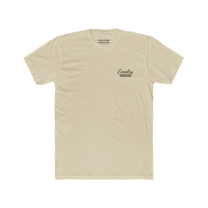 Cream t-shirt with graphic of a bass and the words country enough #cream