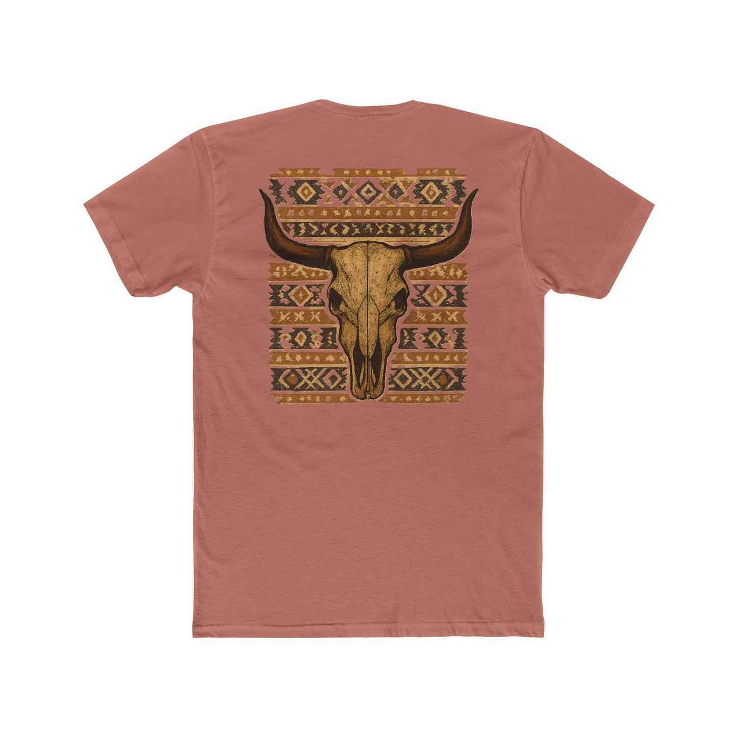 Desert Pink t-shirt with bull skull and aztec pattern graphic #desertpink