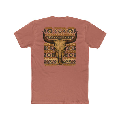 Desert Pink t-shirt with bull skull and aztec pattern graphic #desertpink