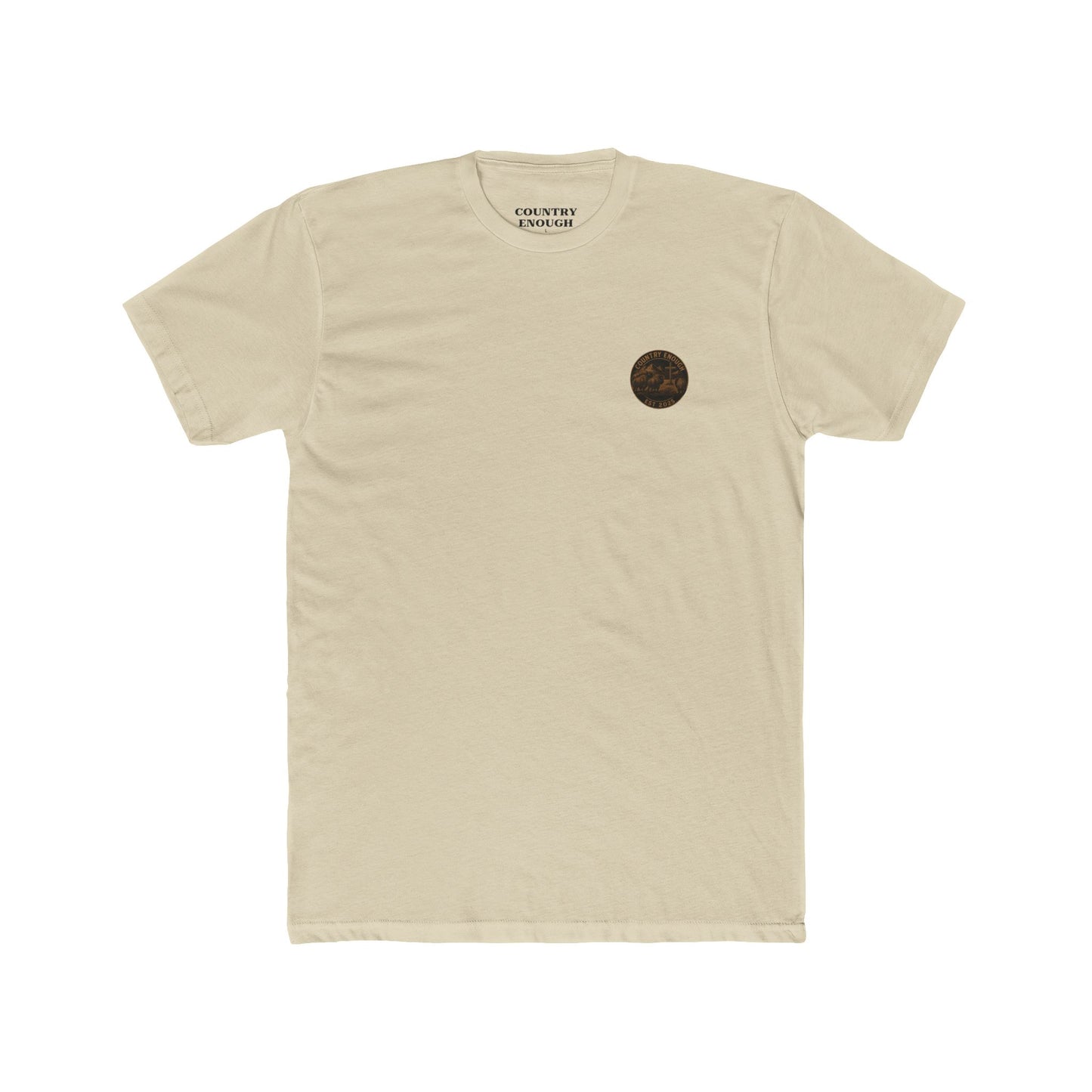 Cream t-shirt with bison staring at a cross on the plains by the mountains #cream