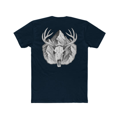 Midnight Navy t-shirt with graphic of buck skull in front of mountains #midnightnavy