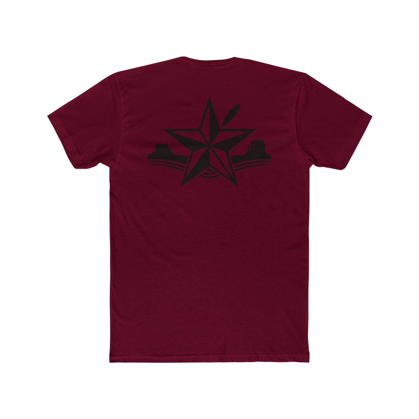 Maroon t-shirt with star, feather, and mountain graphic design #maroon
