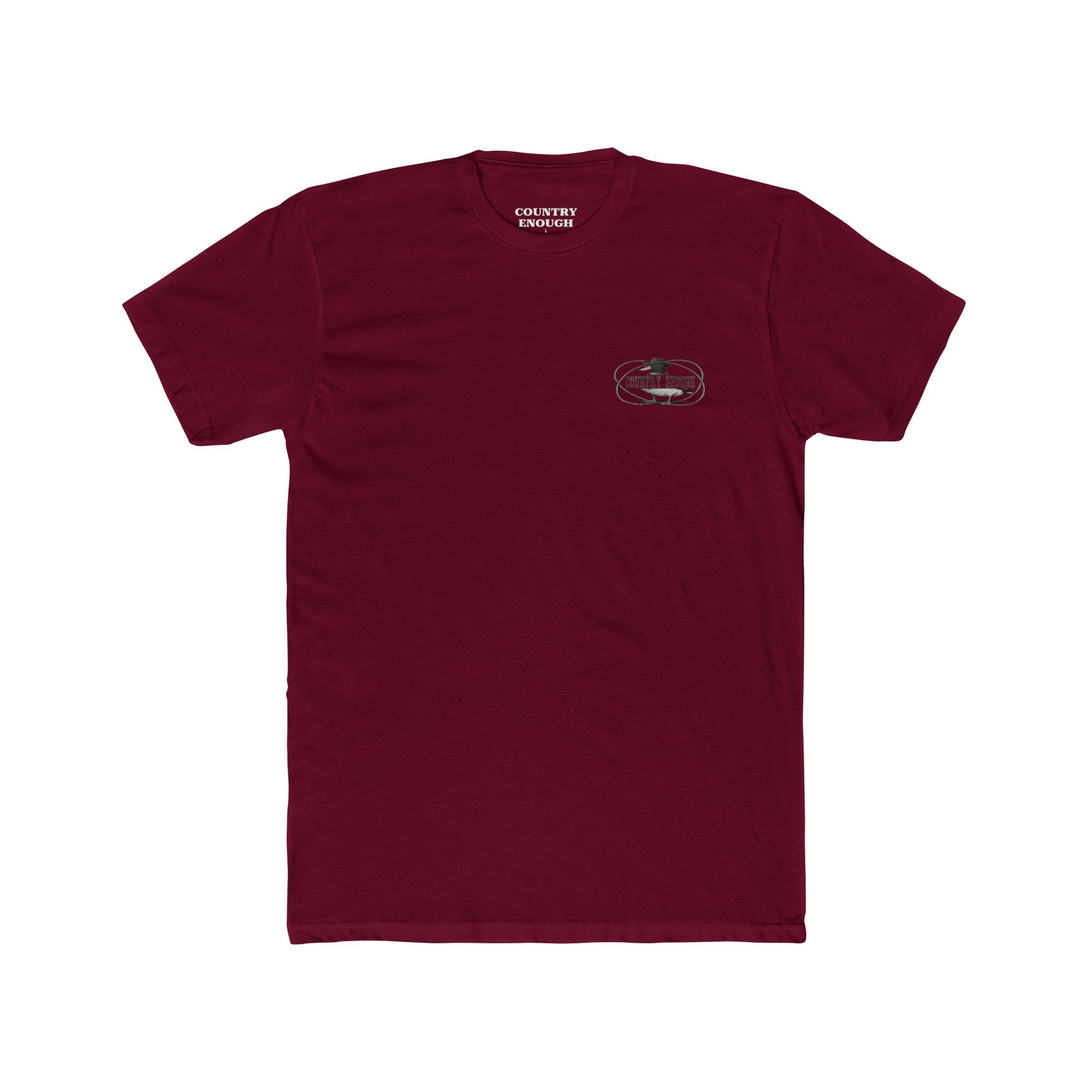 Maroon t-shirt with a graphic of a duck wearing a cowboy hat and bandana with rope border and the words you missed #maroon