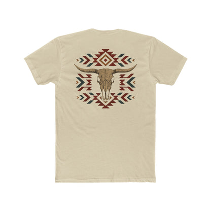 Cream t-shirt with bull skull and aztec print graphic #cream