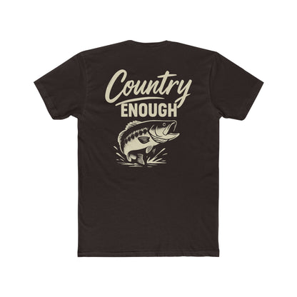 Dark Brown t-shirt with graphic of a leaping bass and the words country enough #darkbrown