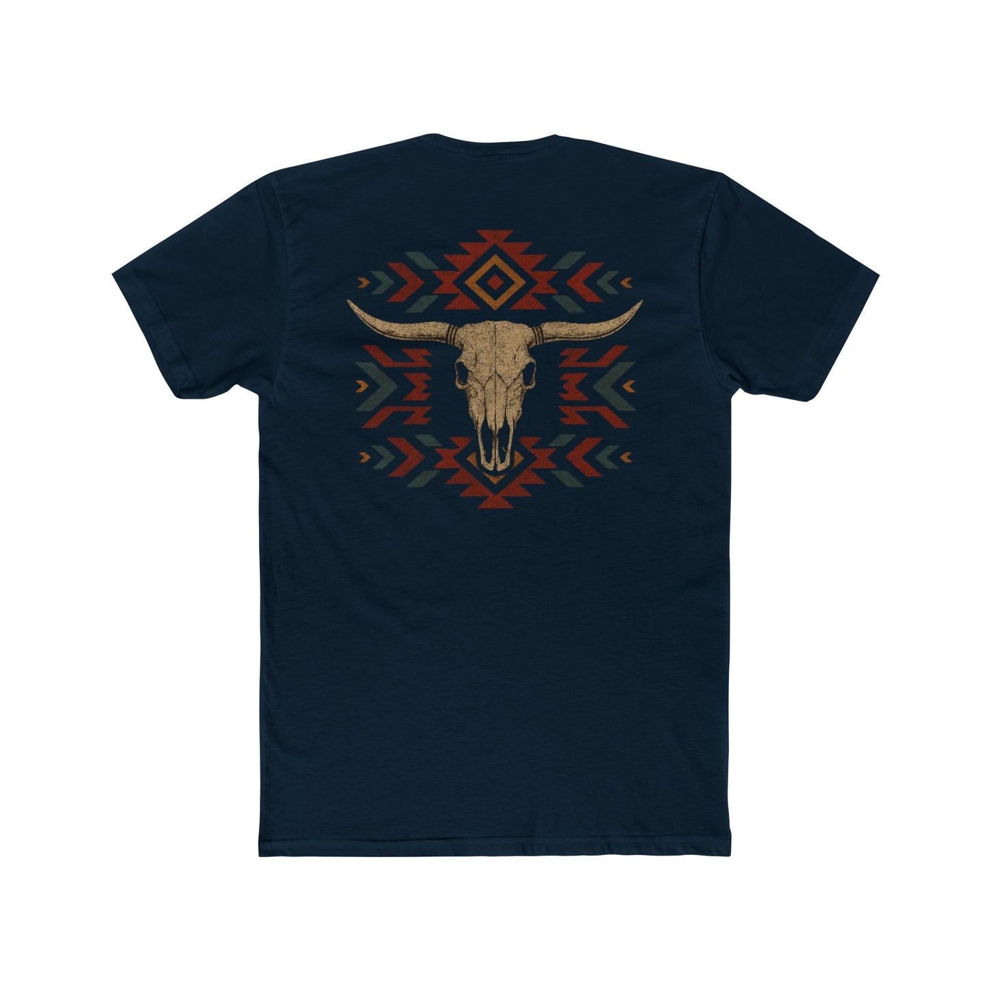 Midnight Navy t-shirt with bull skull and aztec print graphic #midnightnavy