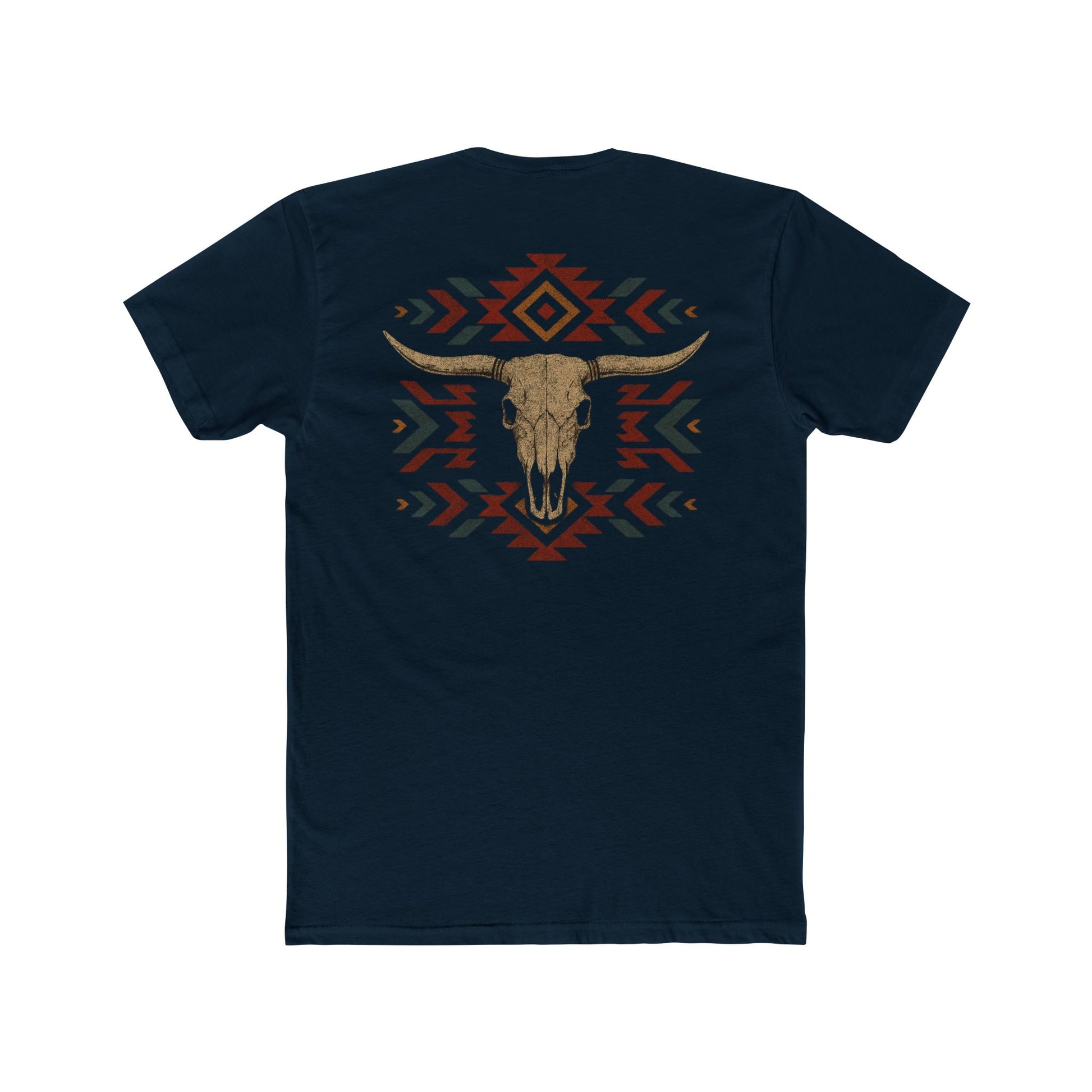 Midnight Navy t-shirt with bull skull and aztec print graphic #midnightnavy