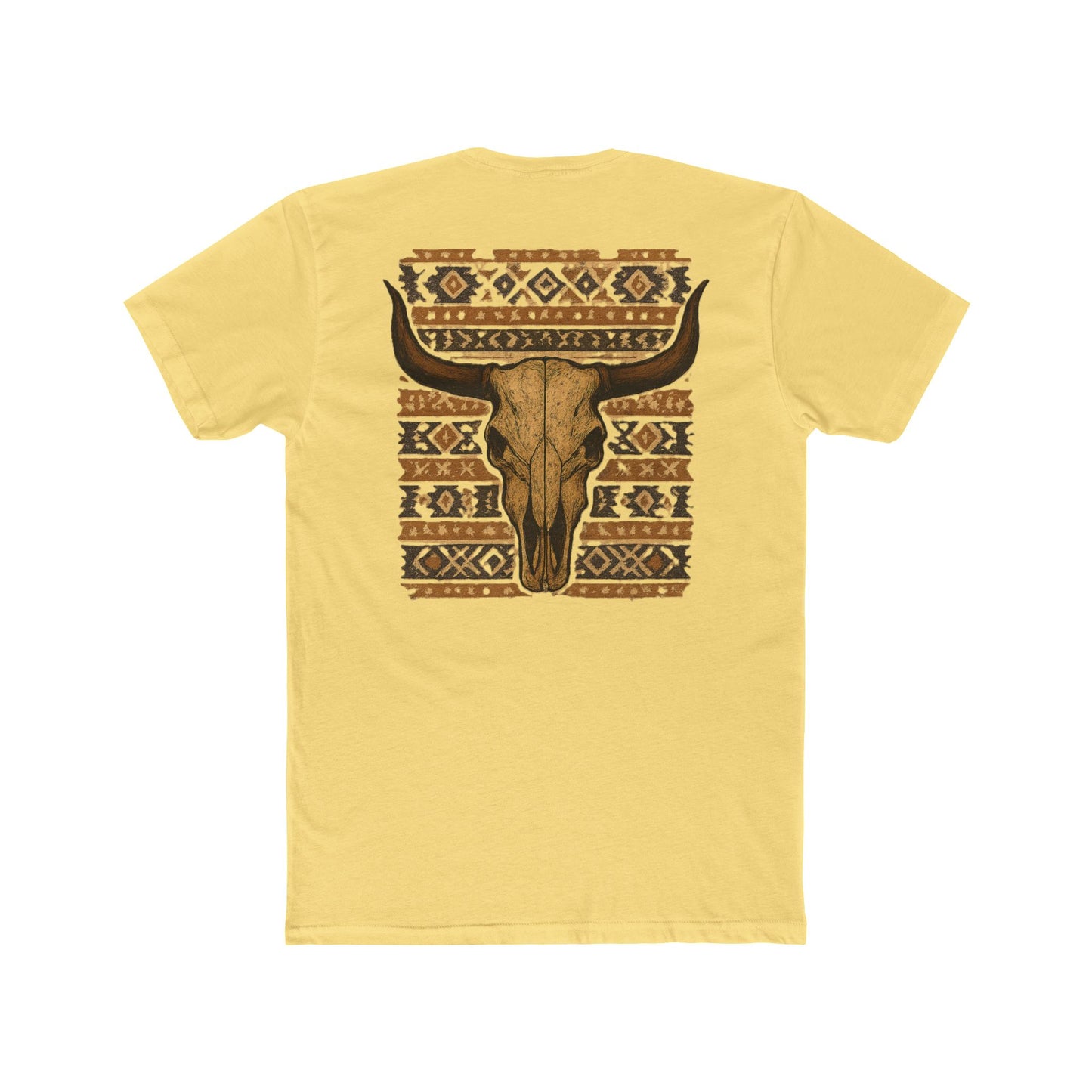 Yellow t-shirt with bull skull and aztec pattern graphic #yellow