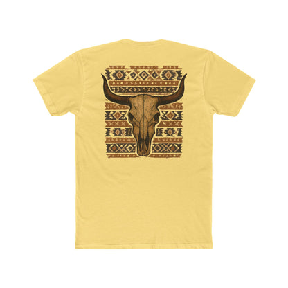 Yellow t-shirt with bull skull and aztec pattern graphic #yellow