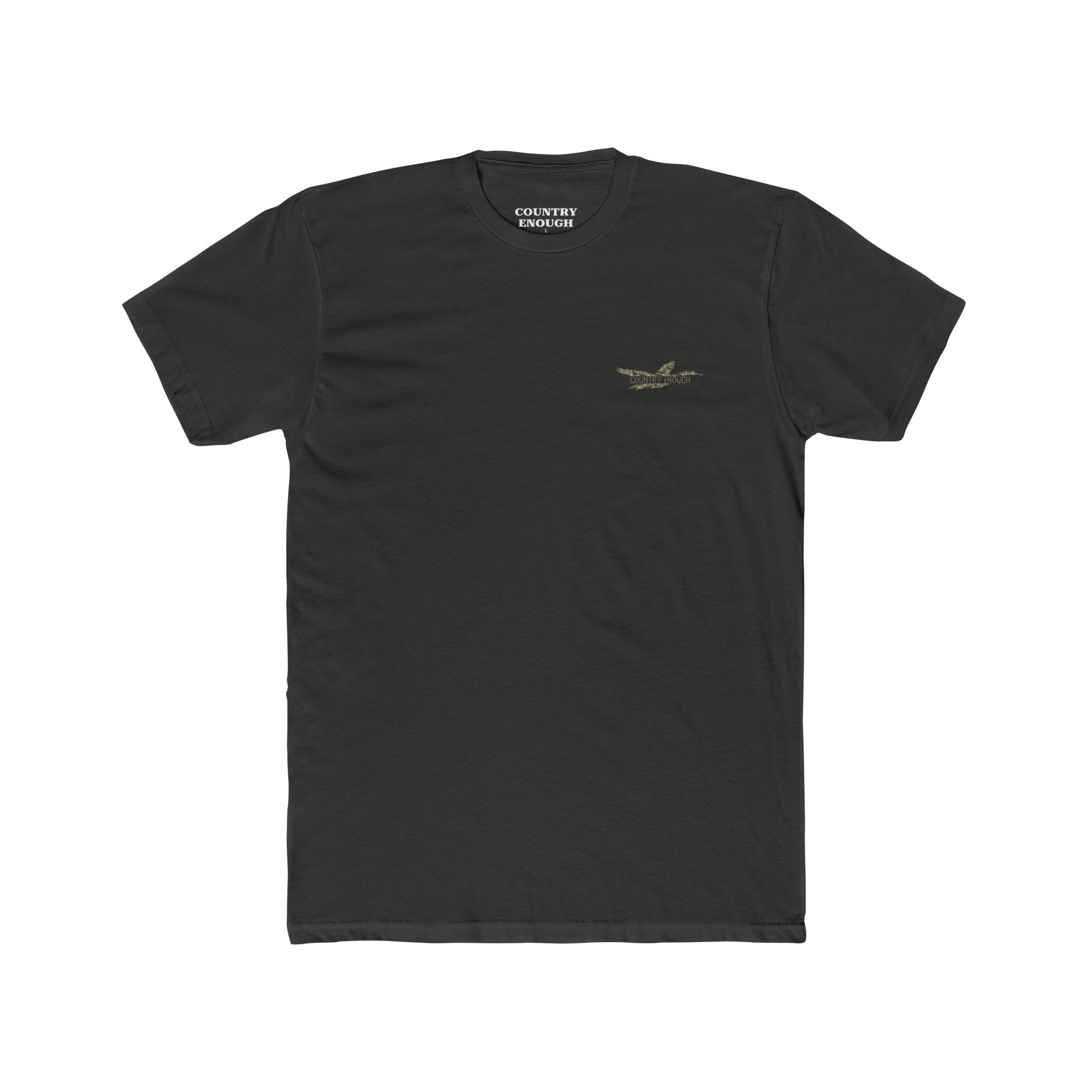 Vintage black t-shirt with a camouflage duck design on the back #vintageblack