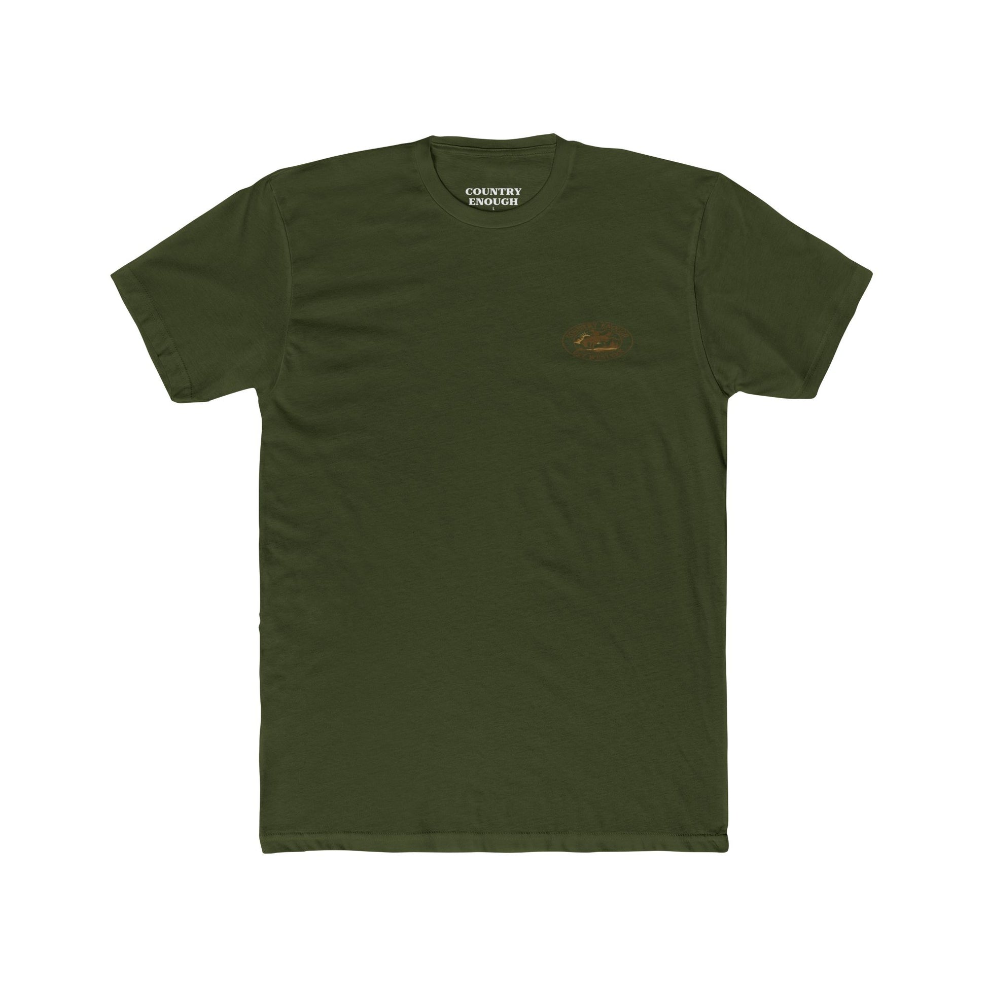 Military Green t-shirt with a graphic of a cowboy on a horse and 'Get Western' text #militarygreen