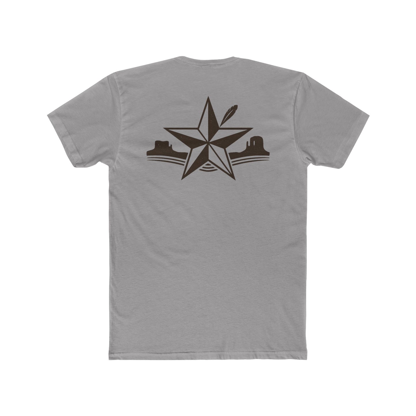 Gray t-shirt with star, feather, and mountain graphic design #gray