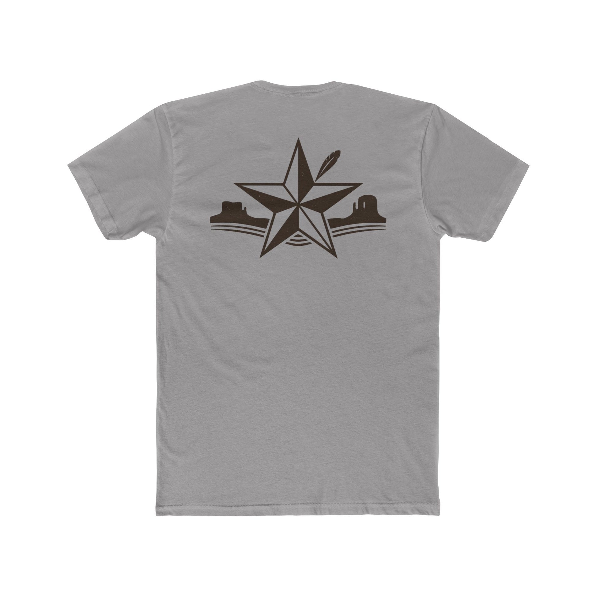 Gray t-shirt with star, feather, and mountain graphic design #gray