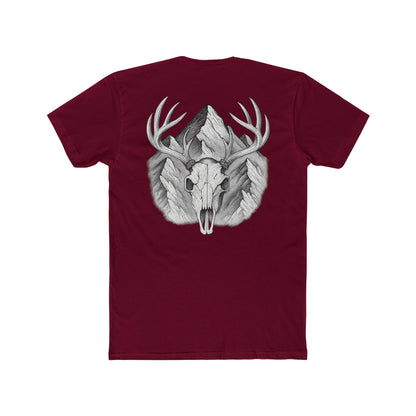 Cardinal Red t-shirt with graphic of buck skull in front of mountains #cardinalred