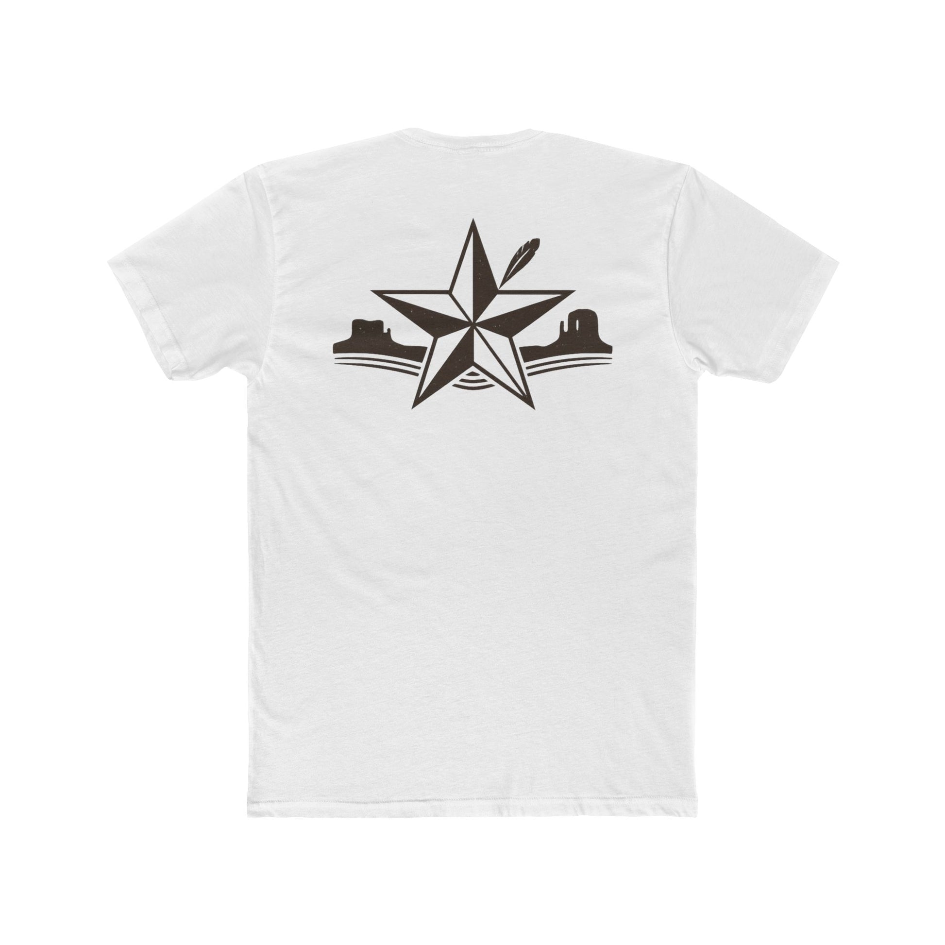 White t-shirt with star, feather, and mountain graphic design #white