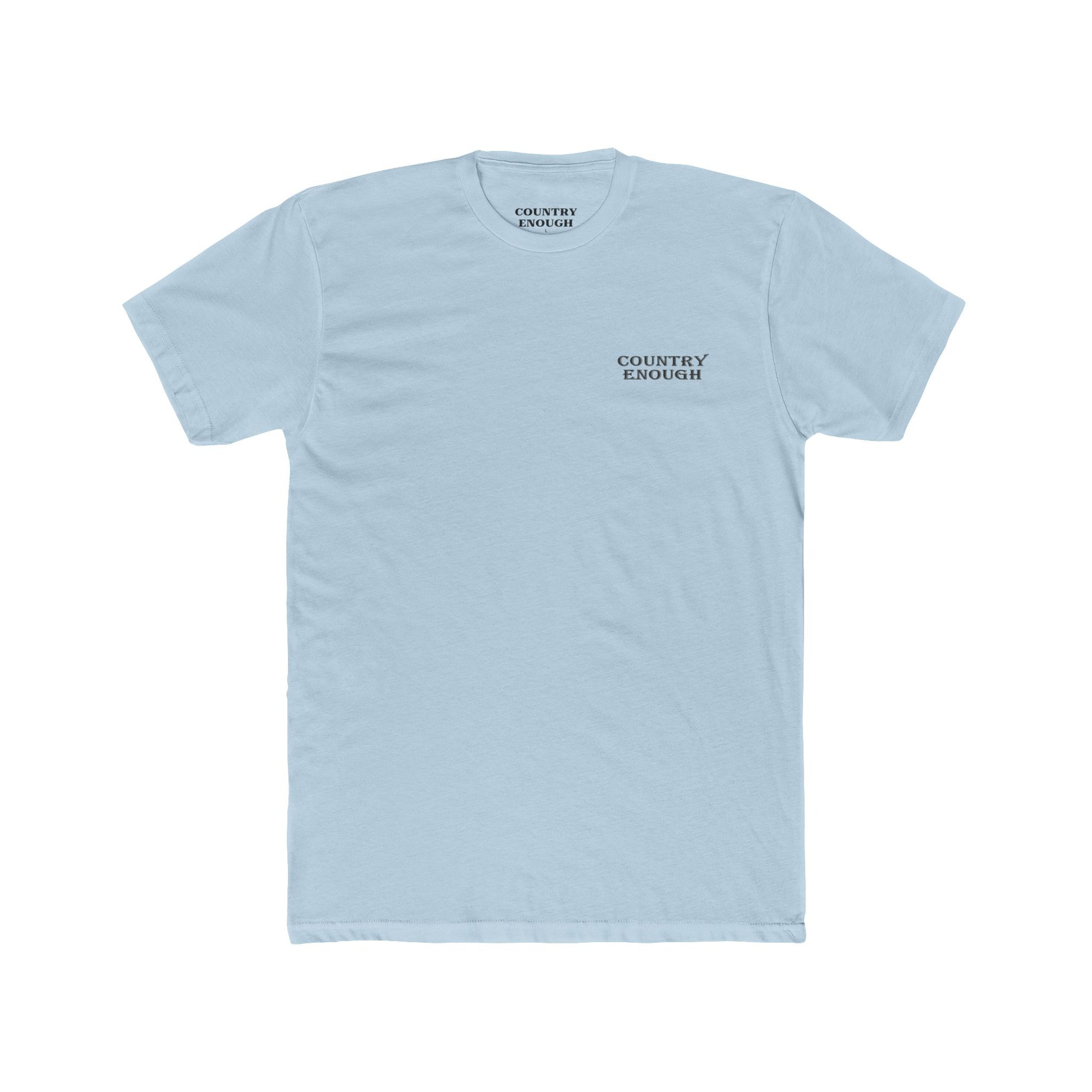 Light Blue t-shirt with graphic of a bass jumping out of mountainside water #lightblue