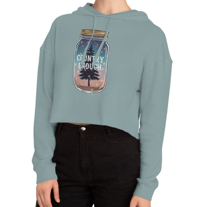 Mineral crop hoodie with mason jar, pine trees, and stars graphic #mineral